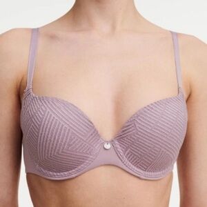 Chantelle Mauve Lace-Detail Underwire Push-Up Bra